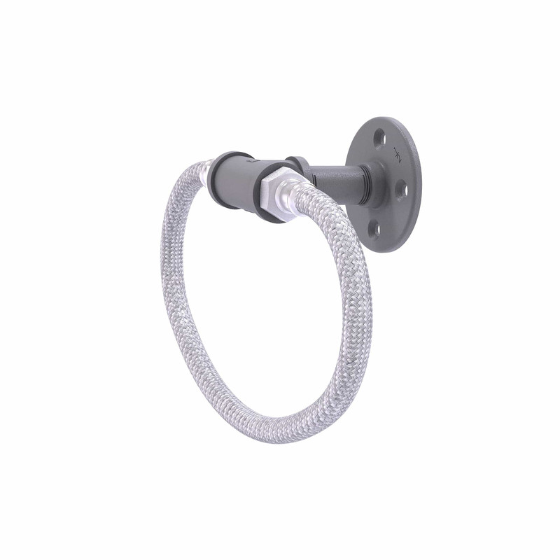 Towel Ring with Stainless Steel Braided Ring, Matt Gray Finish